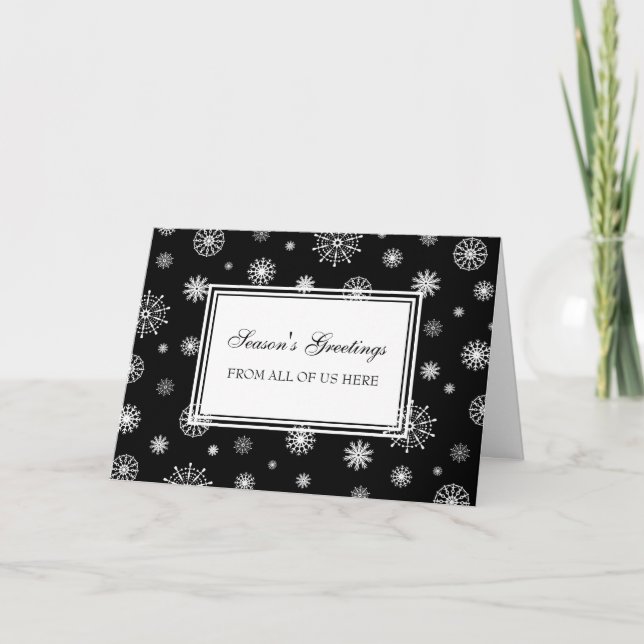 Black & White Customers Season's Greetings Card (Front)