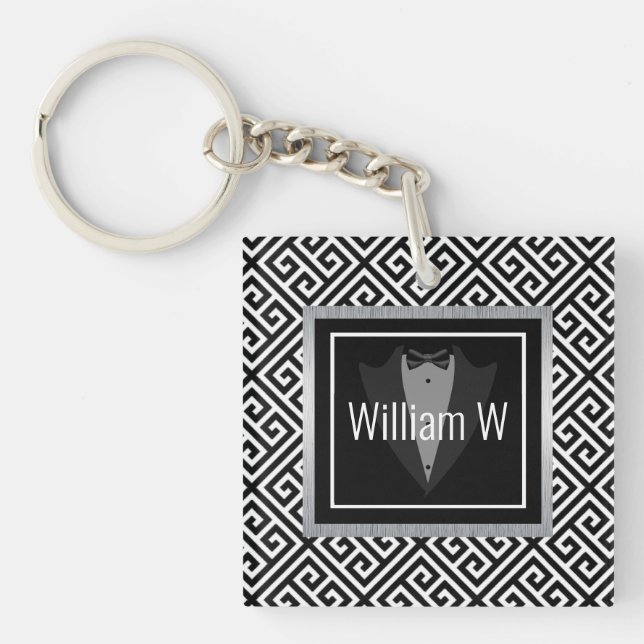 Black & white customizable keychain (Front)