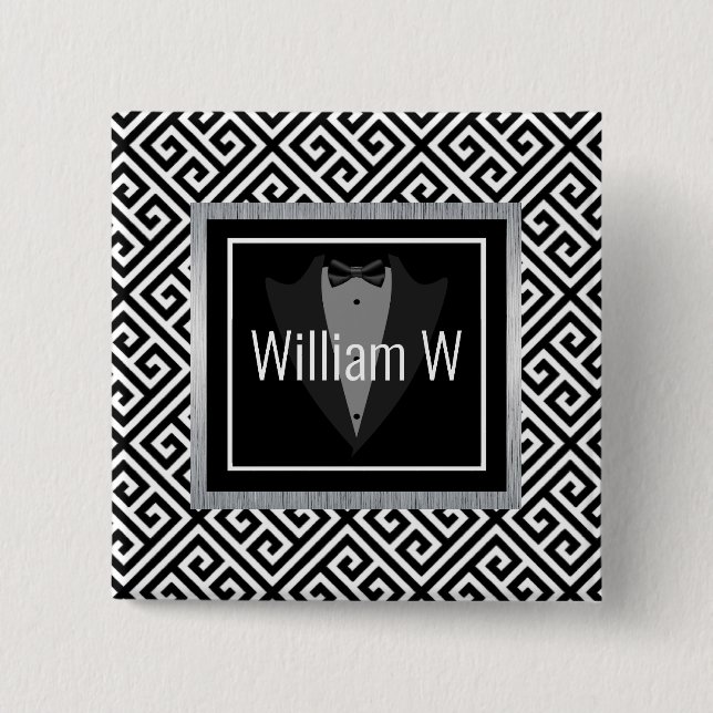 Black & white customizable name button (Front)