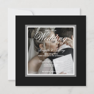 Black & white customizable wedding photo invitation