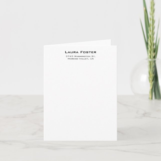 Black & White Cute Elegant Minimalist Style Note Card (Front)