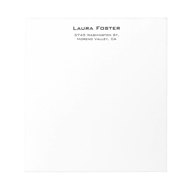 Black & White Cute Elegant Minimalist Style Notepad (Front)