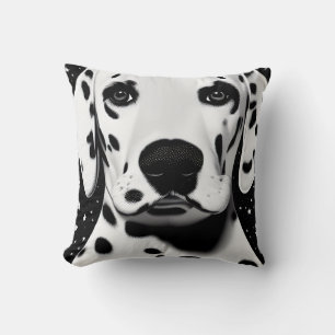 Black & White Cute Retro Dalmatian Puppy Throw Pillow
