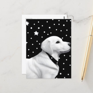 Black & White Cute Retro Dog Postcard