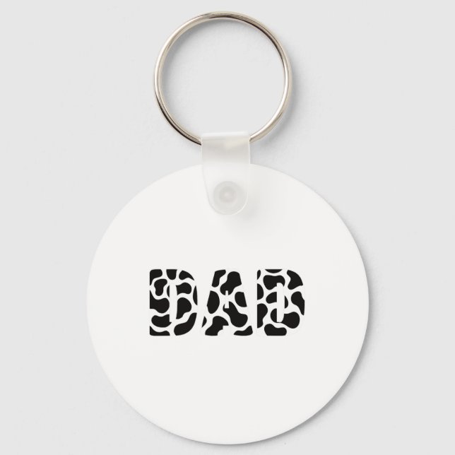 Black White Dad Cow Print Cowboy Animal Pattern Fa Keychain (Front)