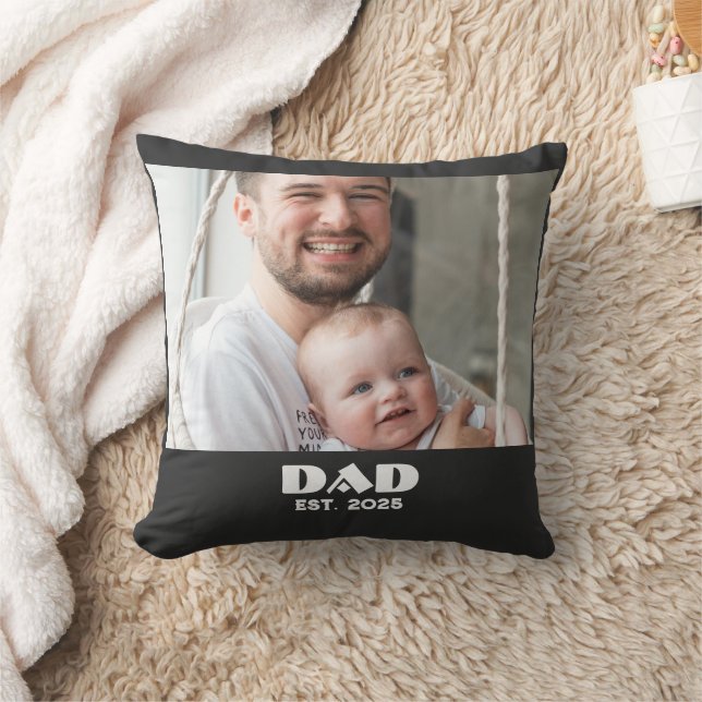 Black White Dad Established Bold Photo Throw Pillow (Blanket)