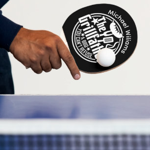 Black White Dad Personalized BBQ Grillfather Ping Pong Paddle