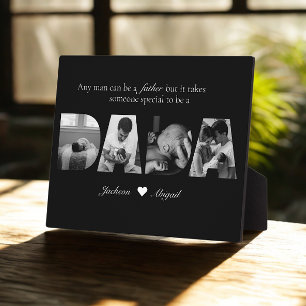 Black & White Dada 4 Photo Collage Father's Day Plaque