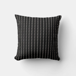 Black white dainty stripe pattern throw pillow