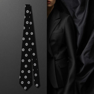 Black&white daisy - Art Deco pattern Tie