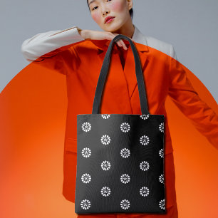 Black&white daisy  -  Art Deco  pattern Tote Bag