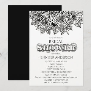 Black White Daisy Bridal Shower Invitation