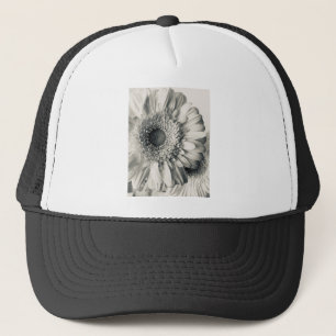 Black white daisy flower photo trucker hat