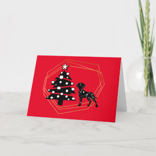 Black & White Dalmatian And Christmas Tree Card