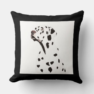 Black/White Dalmatian Dog Illustration Throw Pillow