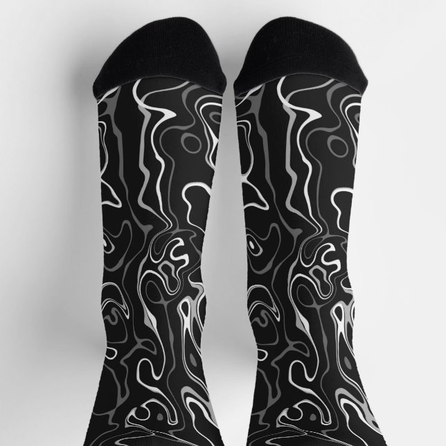 Black white damascus abstract swirls cool pattern socks (Top)
