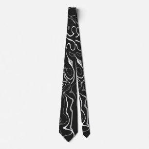 Black white damascus abstract swirls cool pattern tie