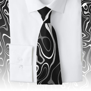 Black white damascus abstract swirls cool pattern tie