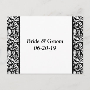 Black White Damask Customizable Save The Dates Announcement Postcard