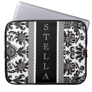 BLACK & WHITE DAMASK Electronics Bag