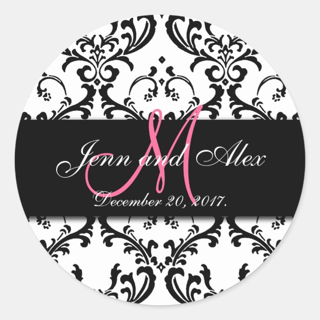 Black White Damask Enregistrer les stickers Date (Devant)