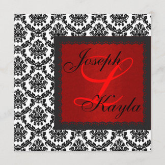 Black & White DAMASK Holiday Classic Wedding Inva Invitation