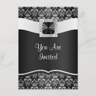 Black & white damask invitation