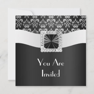 Black & white damask invitation