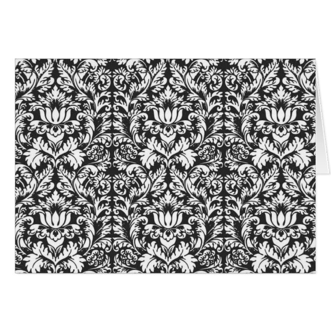 Black White Damask Lace Brocade (Front Horizontal)