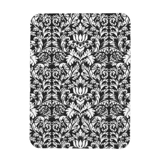 Black White Damask Lace Brocade Magnet (Vertical)