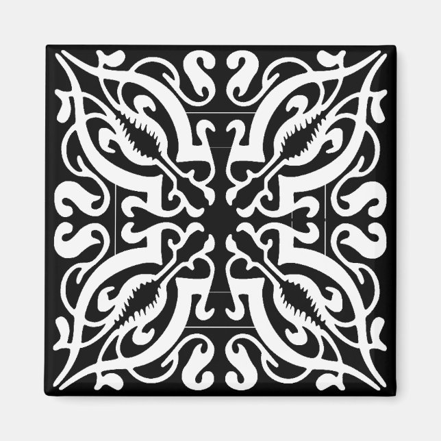 BLACK & WHITE Damask Magnet (Front)