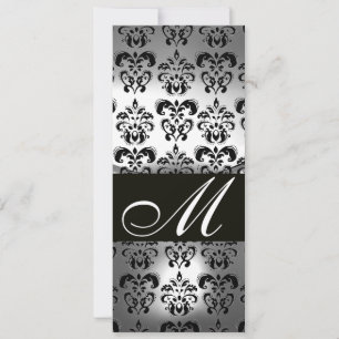 BLACK WHITE DAMASK MONOGRAM WEDDING PARTY PROGRAM