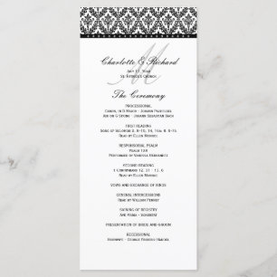 Black & White Damask Monogram Wedding Program