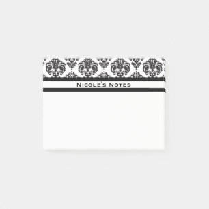 Black & White Damask Pattern Modern Personalized Post-it Notes