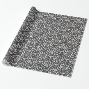 Black White Damask Pattern Wrapping Paper
