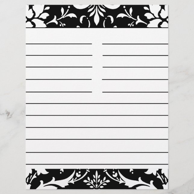 Black & White Damask Personalized Matching Recipe (Front)
