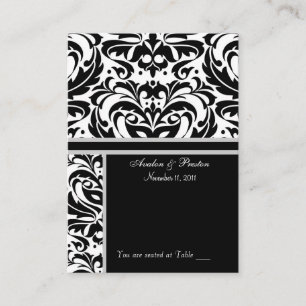 Black & White Damask Placecard Business Card