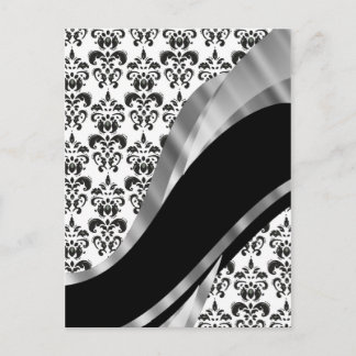 Black & white damask postcard