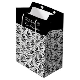 Black & White Damask Print - Wedding Gift Bag