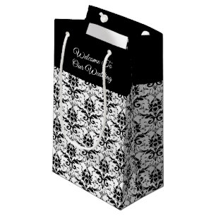 Black & White Damask Print - Wedding Gift Bag