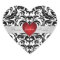 Black & White Damask Red Heart Wedding Sticker