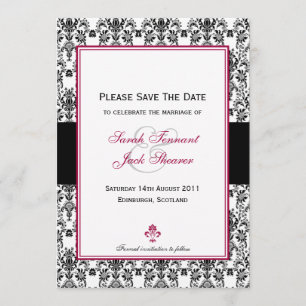 Black & White Damask Save The Date
