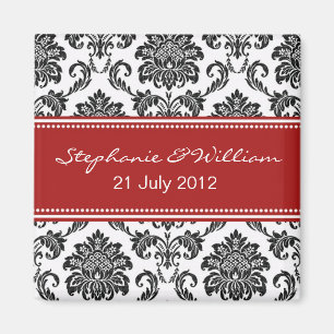 Black & White Damask Save The Date Magnet
