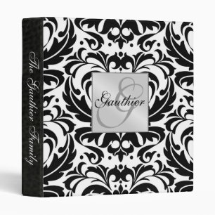 Black & White Damask Scroll Family Album Binder