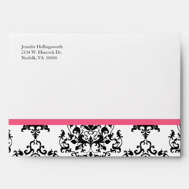 Black & White Damask Special Occasion Envelope (Front)