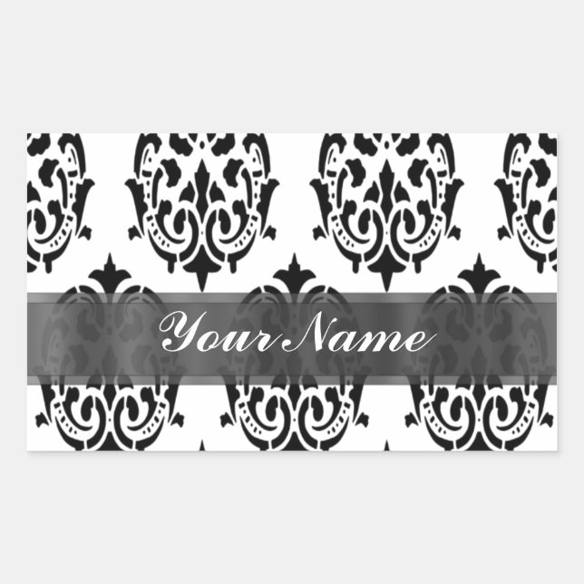 Black & white damask sticker (Front)