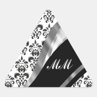 Black & white damask triangle sticker