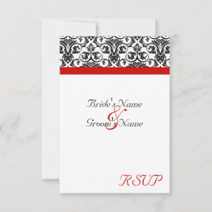 Black/White Damask w/ Ravishing Red Accent RSVP Card