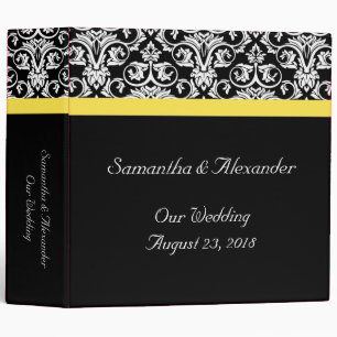Black/White Damask w/Vibrant Yellow Binder