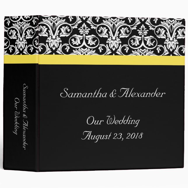 Black/White Damask w/Vibrant Yellow Binder (Front/Spine)
